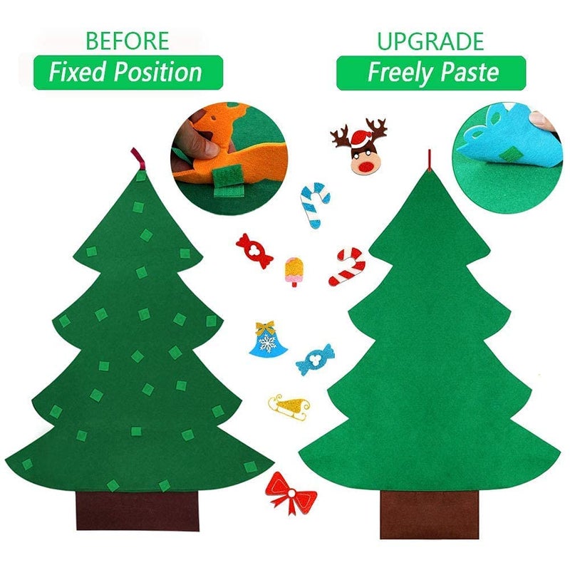 OurWarm DIY Felt Christmas Tree for Kids, 3ft Christmas Decorations for Toddlers with 30pcs Glitter Ornaments, Felt Xmas Tree for Kids Christmas Door Wall Hanging Decorations - Image 3